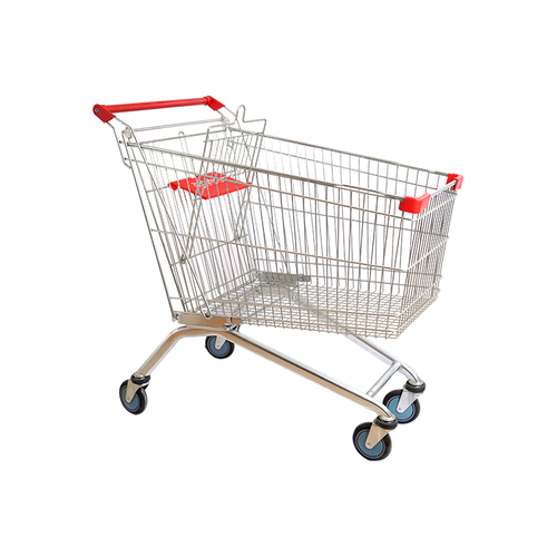 Durable Zinc Trolley Cart For Supermarket Use