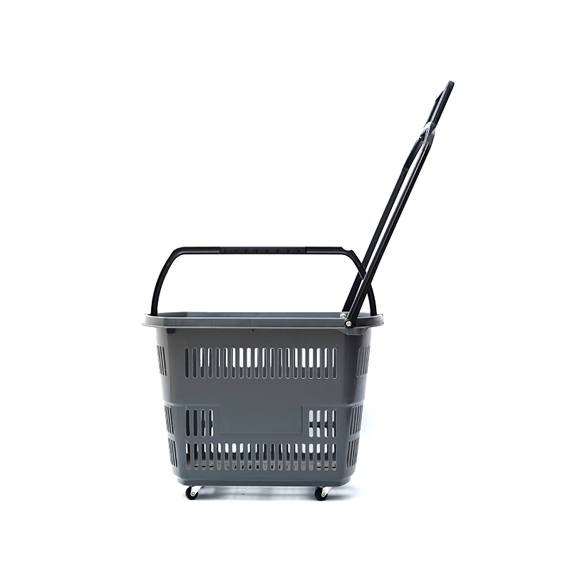 Supermarket Plastic Small Four-wheeled Trolley Shopping Basket