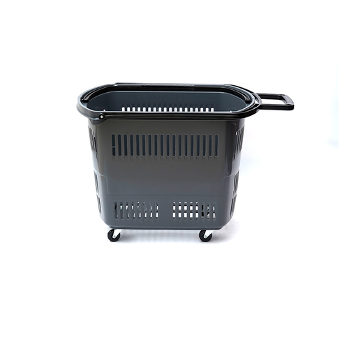 2 Handles Durable Shopping Hand Basket With Four Wheels