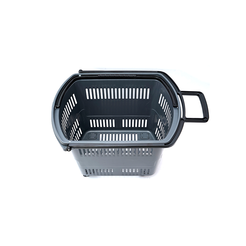 2 Handles Durable Shopping Hand Basket With Four Wheels